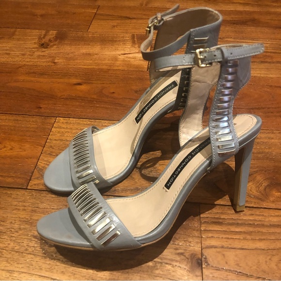 French connection studded high heel sandals size 7 grey/silver grommet details - Picture 11 of 15